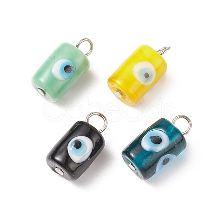 Handmade Evil Eye Lampwork Pendants PALLOY-JF01853-02-1