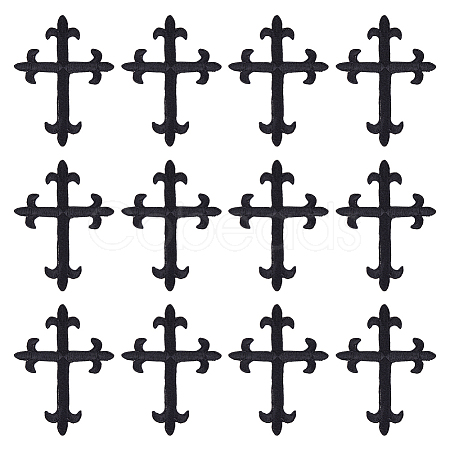 Cross Fleury Polyester Embroidery Iron on Applique Patch PATC-WH0005-44A-1