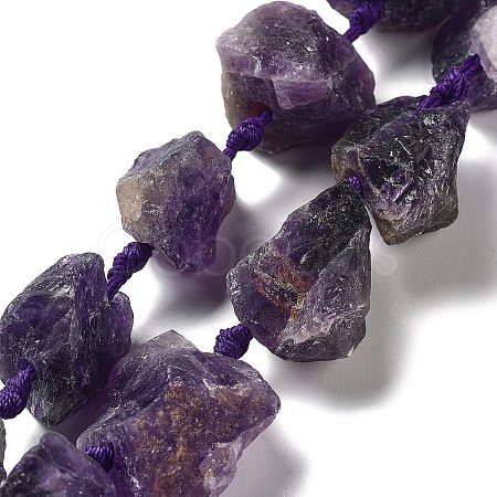 Raw Rough Natural Amethyst Beads Strands G-J388-A11-01-1