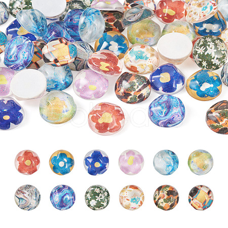 48Pcs 12 Styles Translucent Resin Cabochons RESI-TA0001-44-1