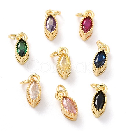 Real 18K Gold Plated Brass Micro Pave Cubic Zirconia Charms ZIRC-L100-078G-1