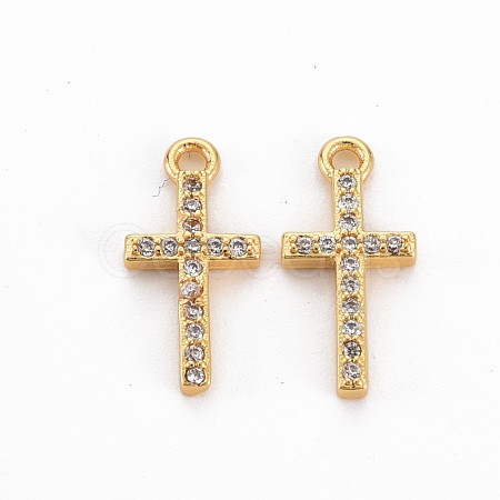Brass Clear Cubic Zirconia Charms KK-N233-109-NF-1
