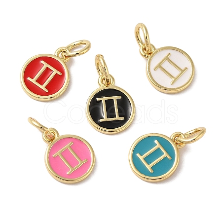 Real 18K Gold Plated Brass Enamel Charms KK-L216-001G-I-1