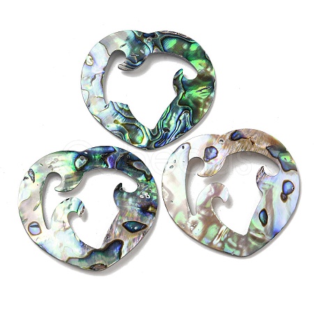 Natural Paua Shell Pendants Geometric Charms SSHEL-N038-01B-1