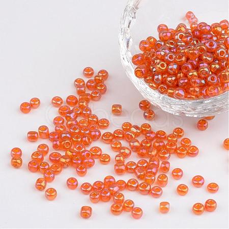 6/0 Transparent Rainbow Colours Round Glass Seed Beads X-SEED-A007-4mm-169-1