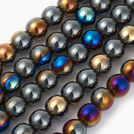 Electroplated Non-magnetic Synthetic Hematite Beads Strands G-P408-A-10mm-1