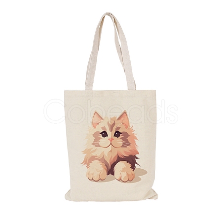 Cat Polyester Canvas Women's Tote Bags PW-WGE8DDB-01-1