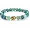 Ethnic Style Antique Golden Tone Alloy Elephant & Round Dyed Natural Weathered Agate Beaded Stretch Bracelets for Women Men