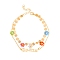 Constellation Alloy & Glass Seed Beads Double Layer Colorful Flower Anklets, Golden, Aquarius, 11 inch(28cm)