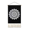 Flower Pattern Polyester Bohemia Wall Tapestrys, for Home Decoration, with Wood Bar, Nulon Rope, Plastic Hook, Rectangle, Black, 500x350mm