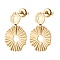 Ion Plating(IP) 304 Stainless Steel Stud Dangle Earrings, Flower, Real 14K Gold Plated, 26x17mm