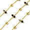 Handmade Faceted Natural Labradorite Beaded Chains, Soldered, with Spool, Long-Lasting Plated, Real 18K Gold Plated, Lead Free & Cadmium Free, Links: 9.5x2.5~3mm, Beads: 4mm