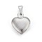 Non-Tarnish 304 Stainless Steel Pendants, Puffed Heart with Stripe Pattern, Stainless Steel Color, 21.5x18x6mm, Hole: 7x3mm