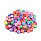 200Pcs Handmade Polymer Clay Beads, Flat Round with Heart & Sun, Mixed Color, 9x5mm, Hole: 1.6mm