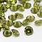 Cubic Zirconia Cabochons, Grade A, Faceted, Diamond, Olive, 2.5x1.7mm