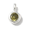 925 Sterling Sliver Cubic Zirconia Flat Round Charms, 925 Sterling Silver Plated, Olive, 7x4.5x2mm, Hole: 2mm