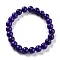 Dyed Natural Jade Beads Stretch Bracelets, Round, Dark Slate Blue, Inner Diameter: 2-1/4 inch(5.7cm), Bead: 8~8.5mm