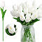 Plastic Artificial  Flower,  For DIY Wedding Bouquet, Party Home Decoration, Tulip, White, 330x60mm, 10pcs/set