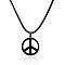 Stylish Stainless Steel Peace Sign Pendant Necklace Hip-hop Leather Necklace Jewelry