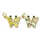 Brass Micro Pave Cubic Zirconia Pendants, with Enemal, Real 18K Gold Plated, Butterfly, Mixed Color, 14x19x2mm, Hole: 3mm