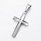 Tarnish Resistant 304 Stainless Steel Pendants, Cross, Stainless Steel Color, 36x20x4mm, Hole: 10x4mm