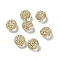 Transparent Acrylic Beads, Golden Metal Enlaced, Flat Round, Clear, 10.5x10x8mm, Hole: 1.6mm, about 1080pcs/500g