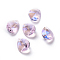 Glass Rhinestone Charms, Faceted, Teardrop, Light Rose, 10x8x4.5mm, Hole: 1.2mm