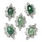 Natural Green Strawberry Quartz Faceted Oval Connector Charms, Rack Plating Brass Micro Pave Clear Cubic Zirconia Flower Links, Platinum, 25.5x16x7mm, Hole: 1.2mm