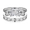 Rectangle Rhodium Plated 925 Sterling Silver Micro Pave Cubic Zirconia Finger Rings for Women, Real Platinum Plated, Inner Diameter: 17.2mm