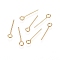 304 Stainless Steel Eye Pin, Real 18k Gold Plated, 35mm, Hole: 2mm, Pin: 0.7mm