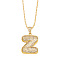 Brass Micro Pave Cubic Zirconia Pendant Necklaces, Golden, Letter Z, 16.54 inch(42cm), Pendant: 24~30x13~22mm