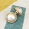 Alloy Shank Buttons, with Imitation Pearl Beads, 1-Hole, Half Round, Golden, 20mm