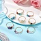 Natural Gemstone Chips Finger Rings, Golden Tone Copper Wire Wrap Jewelry for Women, Inner Diameter: 17.9~18.4mm, 8pcs/set