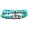 2Pcs Synthetic Turquoise Stretch Bracelet Sets for Women Men, with Tibetan Style Alloy Beads, Skull, 2pcs/set