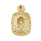 Oval Brass Micro Pave Cubic Zirconia Pendant Cabochon Settings, Colorful, Real 18K Gold Plated, Tray: 13.5x9.5mm, 38x23.5x15mm, Hole: 5.5x3.5mm