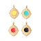 PVD Vacuum Plating 304 Stainless Steel Enamel Pendants, Light Gold, Oval, Mixed Color, 20.5x14x4mm, Hole: 2.4mm