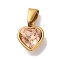 PVD Vacuum Plating 304 Stainless Steel Pendants, with Rhinestone, Heart, Golden, Smoked Topaz, 12x10x6mm, Hole: 7x3.5mm