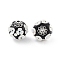 Handmade Indonesia Beads, with Alloy and Resin, Flower, Antique Silver, White, 18x19mm, Hole: 2mm