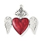 Rack Plating Alloy Enamel Pendants, Cadmium Free & Nickel Free & Lead Free, Sacred Heart with Wing Charm, Antique Silver, 38.5x37.5x3.5mm, Hole: 1.6mm