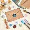 Brass Wax Seal Stamps with Rosewood Handle AJEW-WH0412-0182-4
