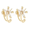 Brass with Clear Cubic Zirconia Stud Earrings EJEW-B035-10KCG-1