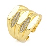 Brass Micro Pave Cubic Zirconia Cuff Finger Rings RJEW-B069-02G-1