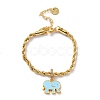 Brass Enamel Elephant Charm Bracelets BJEW-L652-22-G-2