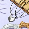 2Pcs 2 Style 304 Stainless Steel Matching Heart Pendant Necklaces Set NJEW-TA00136-3