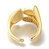 Rack Plating Oval & Teardrop Brass Clear Cubic Zirconia Open Cuff Rings RJEW-S411-02G-3