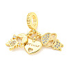 Rack Plating Brass Micro Pave Cubic Zirconia European Dangle Charms KK-P270-02D-G-1