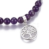 Natural Amethyst Charm Bracelets BJEW-I275-B07-2