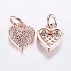 Long-Lasting Plated Brass Micro Pave Cubic Zirconia Charms X-ZIRC-F069-41RG-2