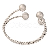 Round Balls Brass Cuff Bangles for Women BJEW-F477-03P-3