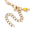 Brass Enamel Heart Link Chain Anklet AJEW-AN00552-3